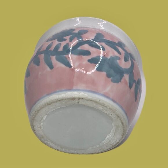 vintage ceramic porcelain pottery hand painted‎ pink floral small chinoiserie - Picture 2 of 5